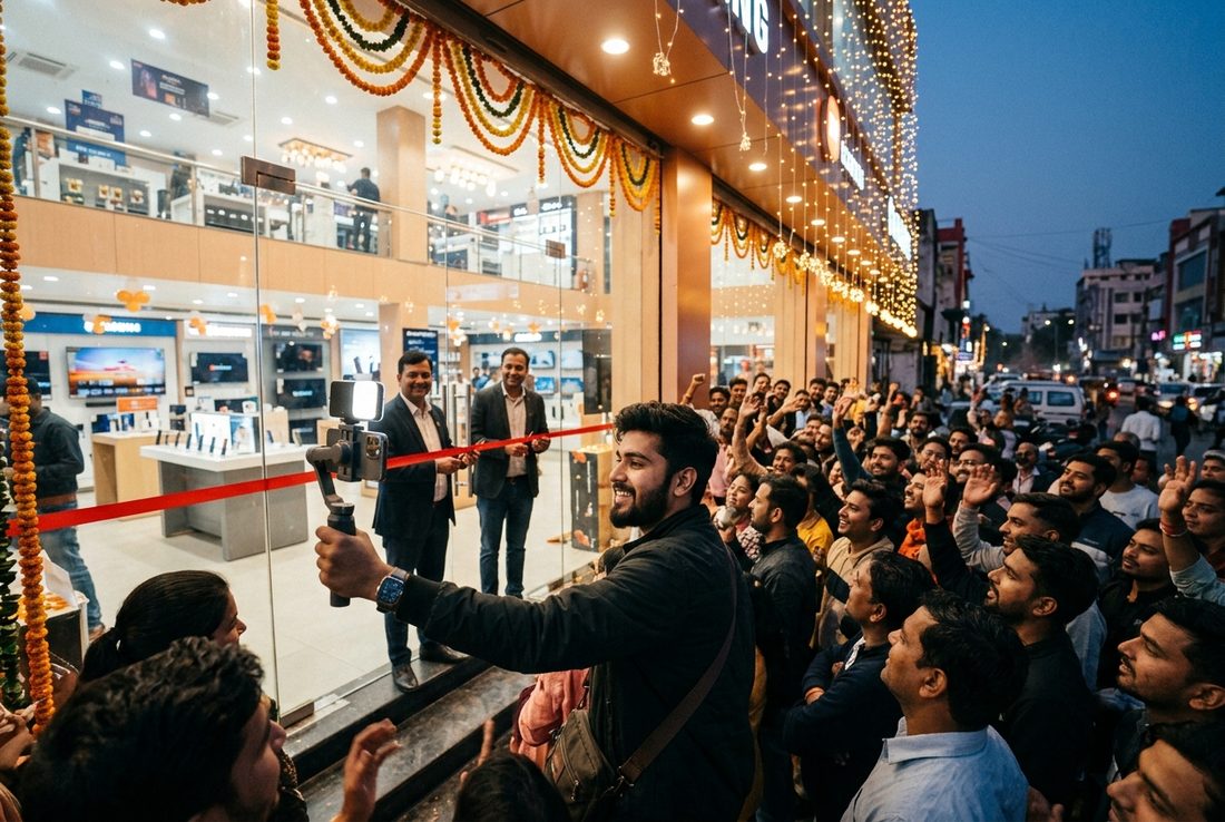 Crowd at a new store launch evening