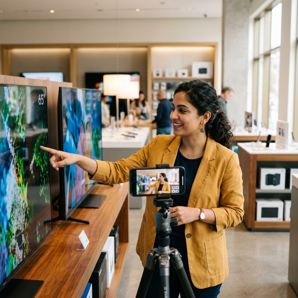 Creator comparing two smart TVs on camera